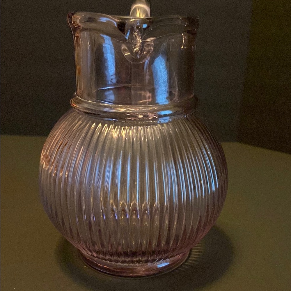 Vintage Ribbed Glass Pitcher - Picture 3 of 7